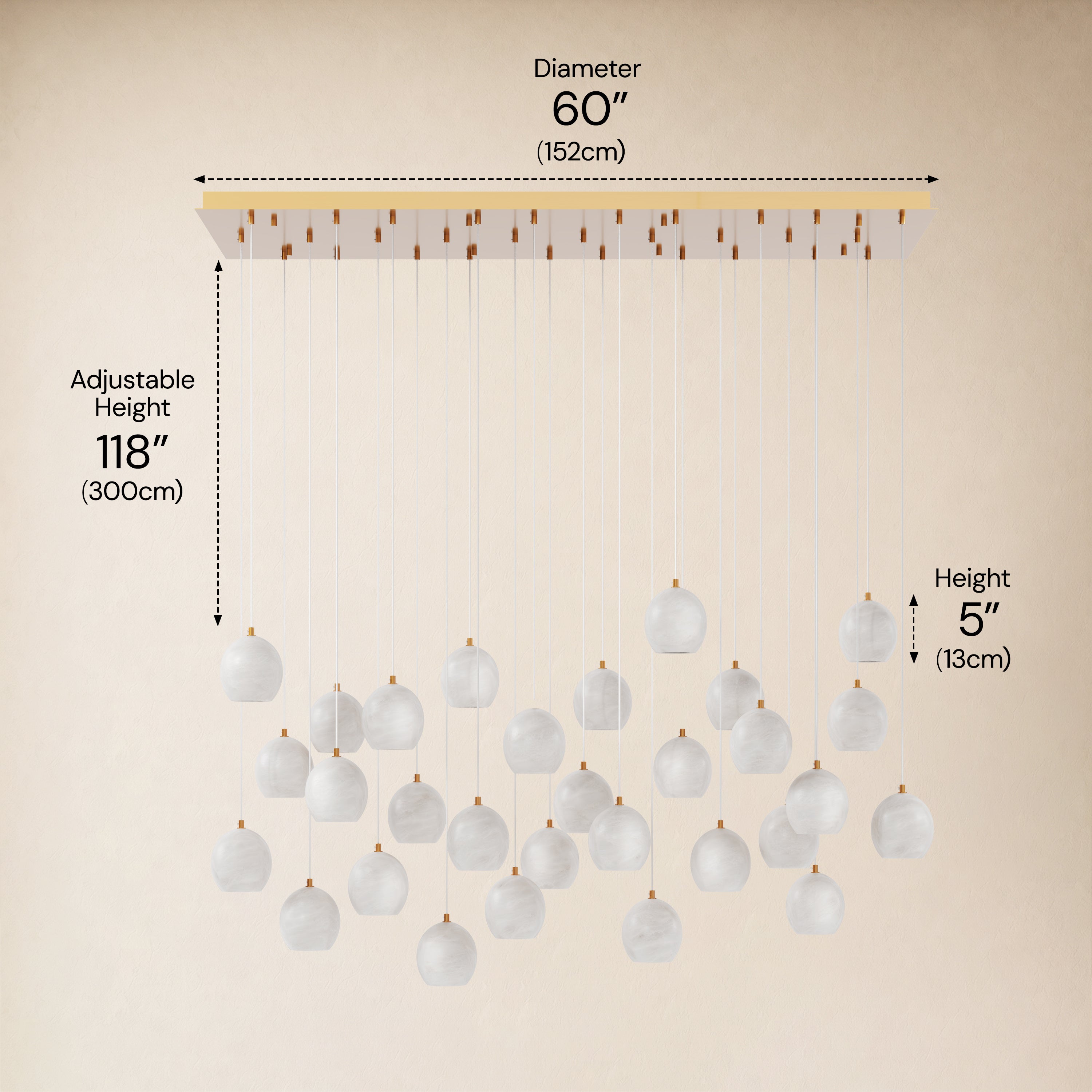 Quorvyn Resin Globe Linear Chandelier 