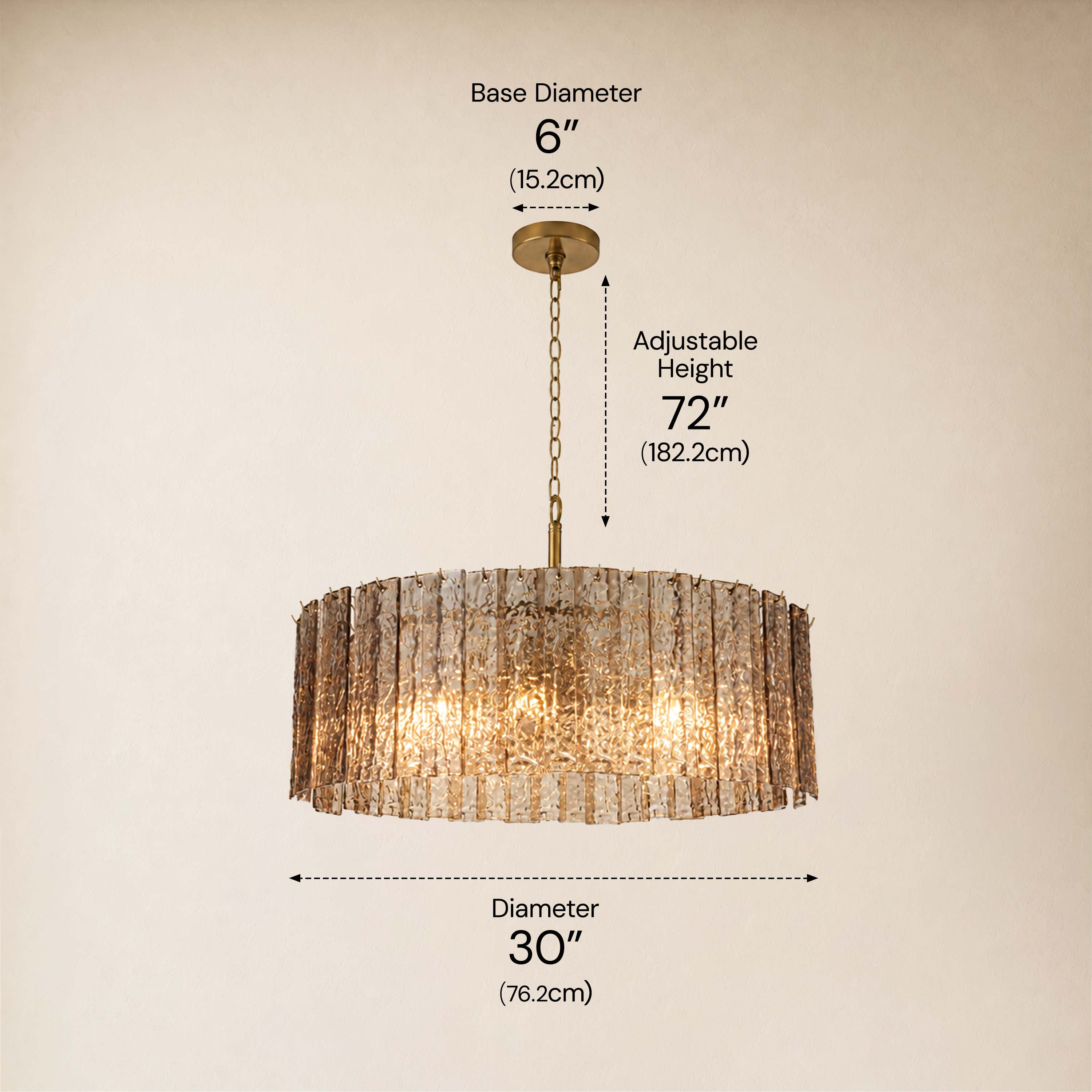 Tavelle Textured Glass Round Chandelier 24" 30"D