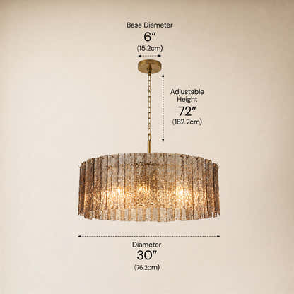 Tavelle Textured Glass Round Chandelier 24" 30"D