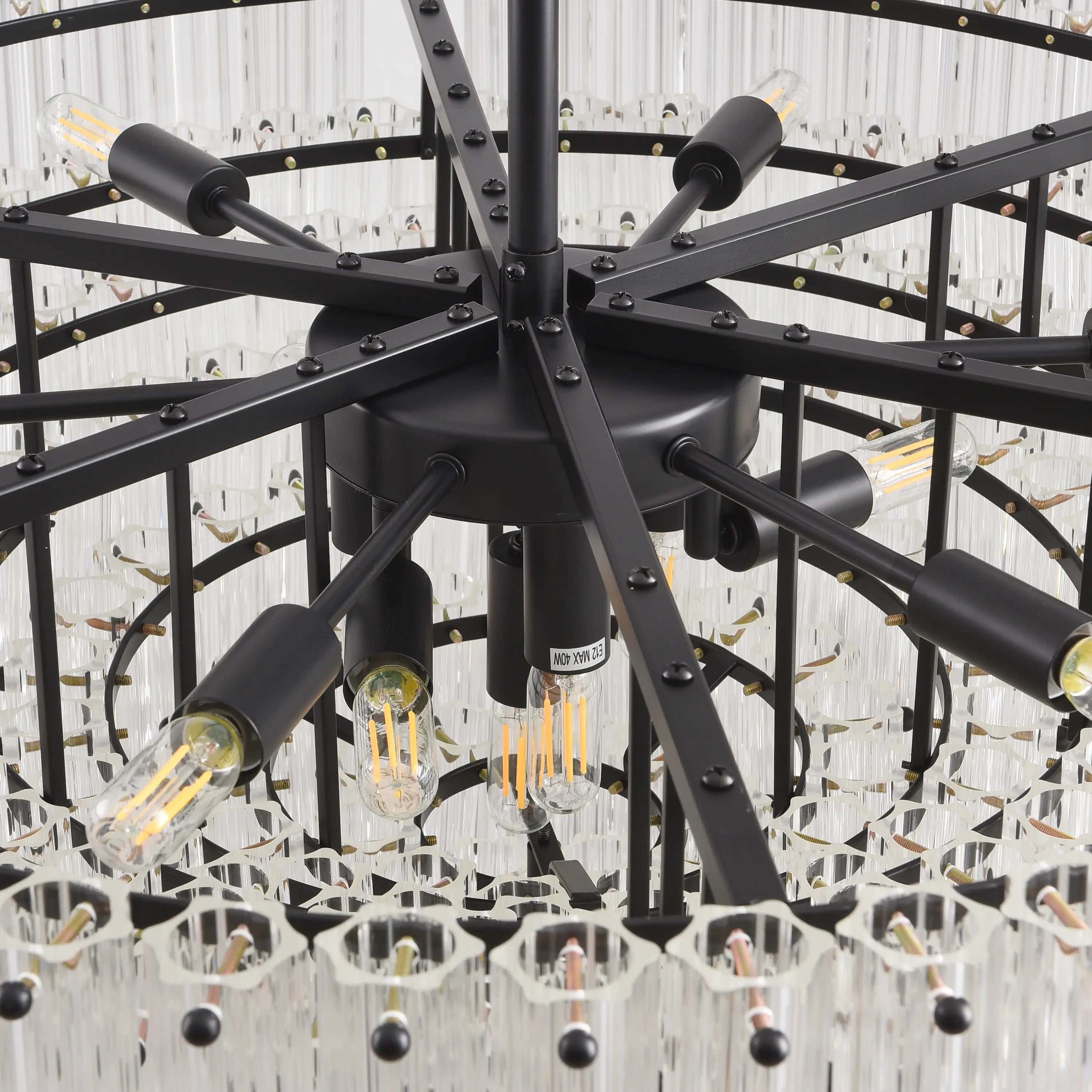 Ethereal Crystal Radiance Clear Amber Round Chandelier 76cm D