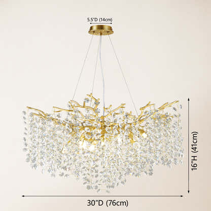 Lustre Branches Crystal Round Chandelier for All Rooms 76cm