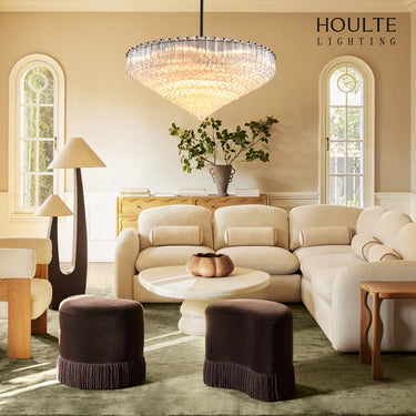 Ethereal Crystal Radiance Clear Amber Round Chandelier 76cm D