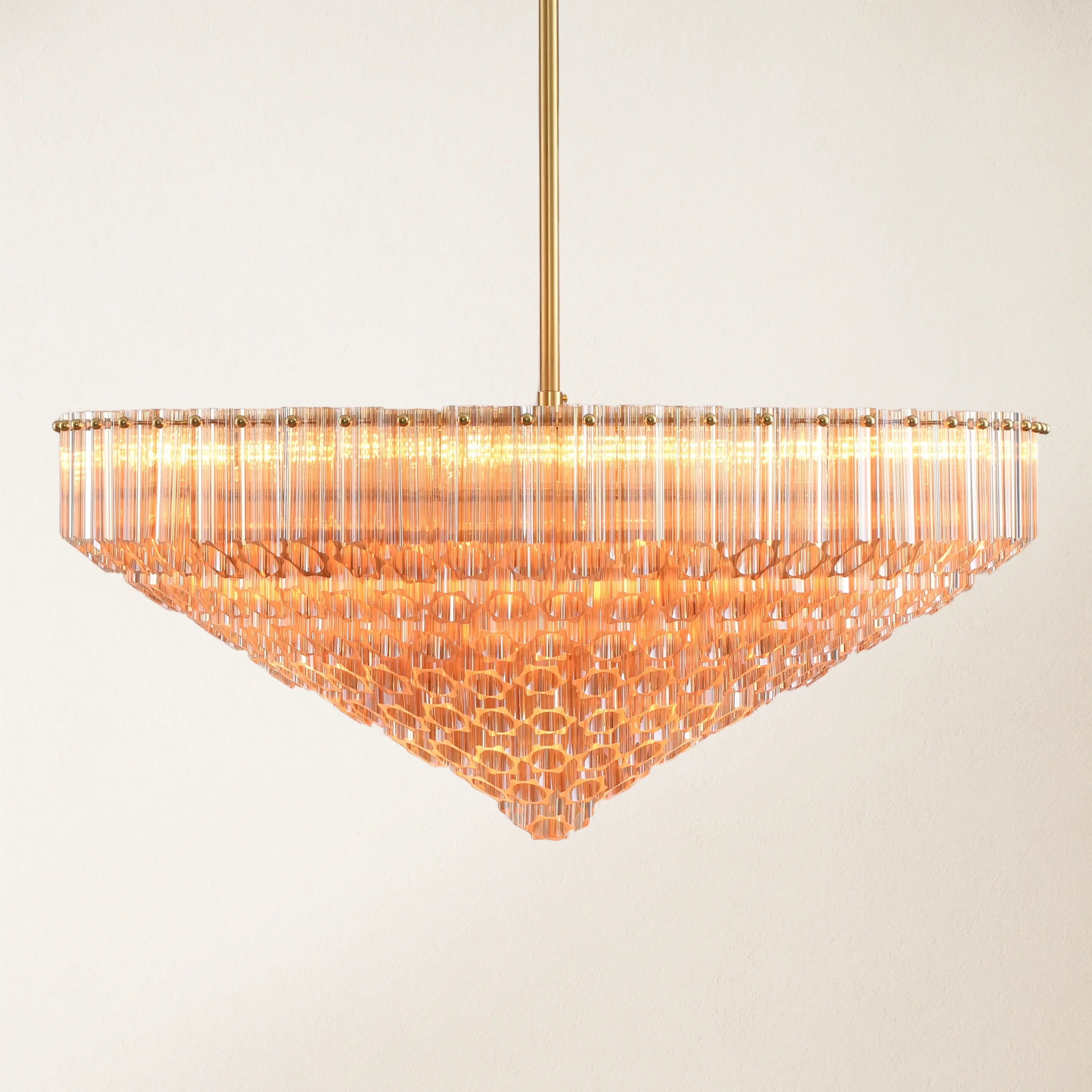 Ethereal Crystal Radiance Clear Amber Round Chandelier 76cm D