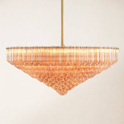 Ethereal Crystal Radiance Clear Amber Round Chandelier 76cm D