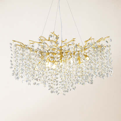 Lustre Branches Crystal Round Chandelier for All Rooms 76cm