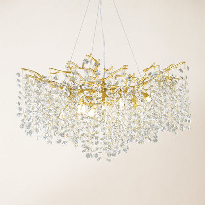 Lustre Branches Crystal Round Chandelier for All Rooms 76cm