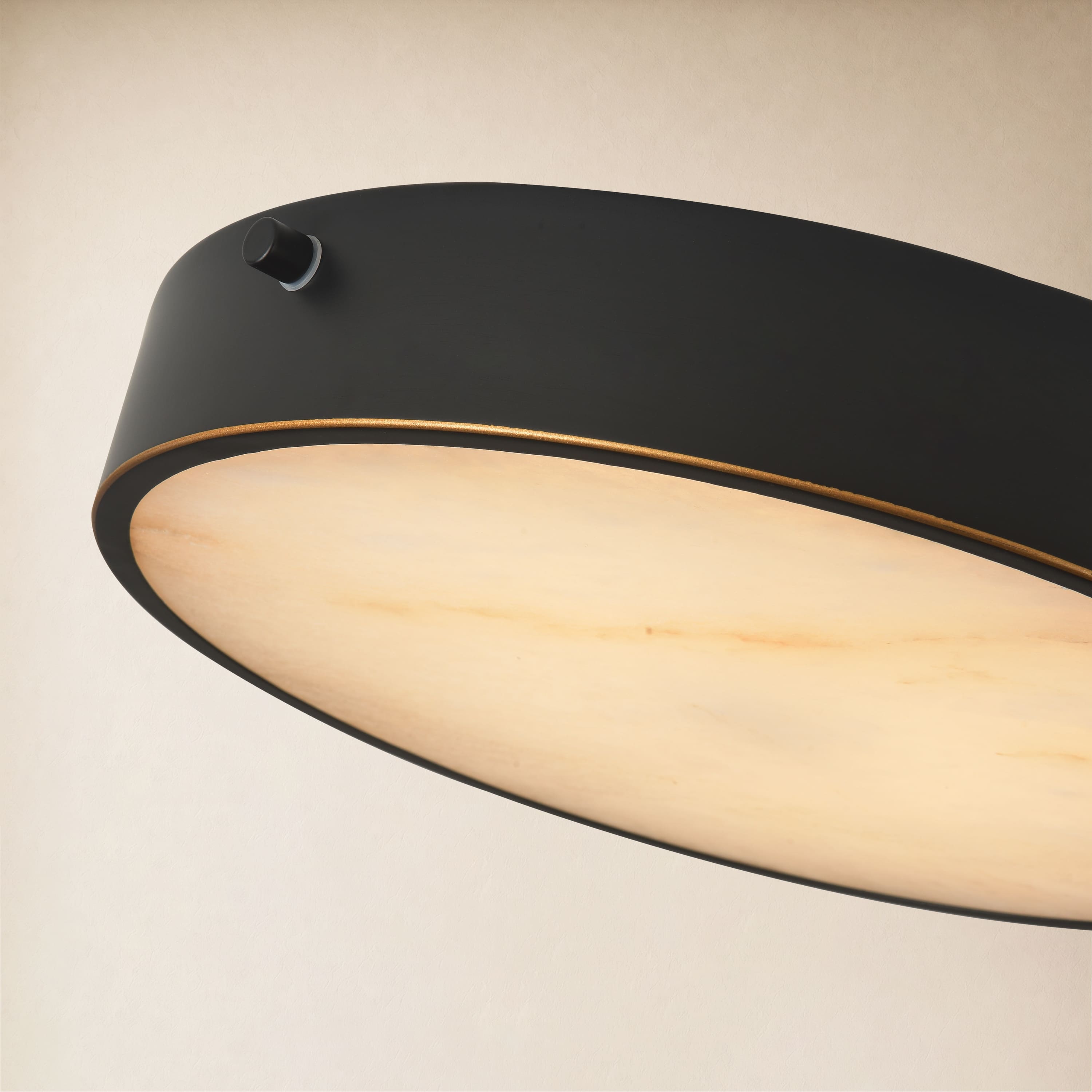 Roselyn Alabaster Round Flush Mount 12"D #Finish_Black