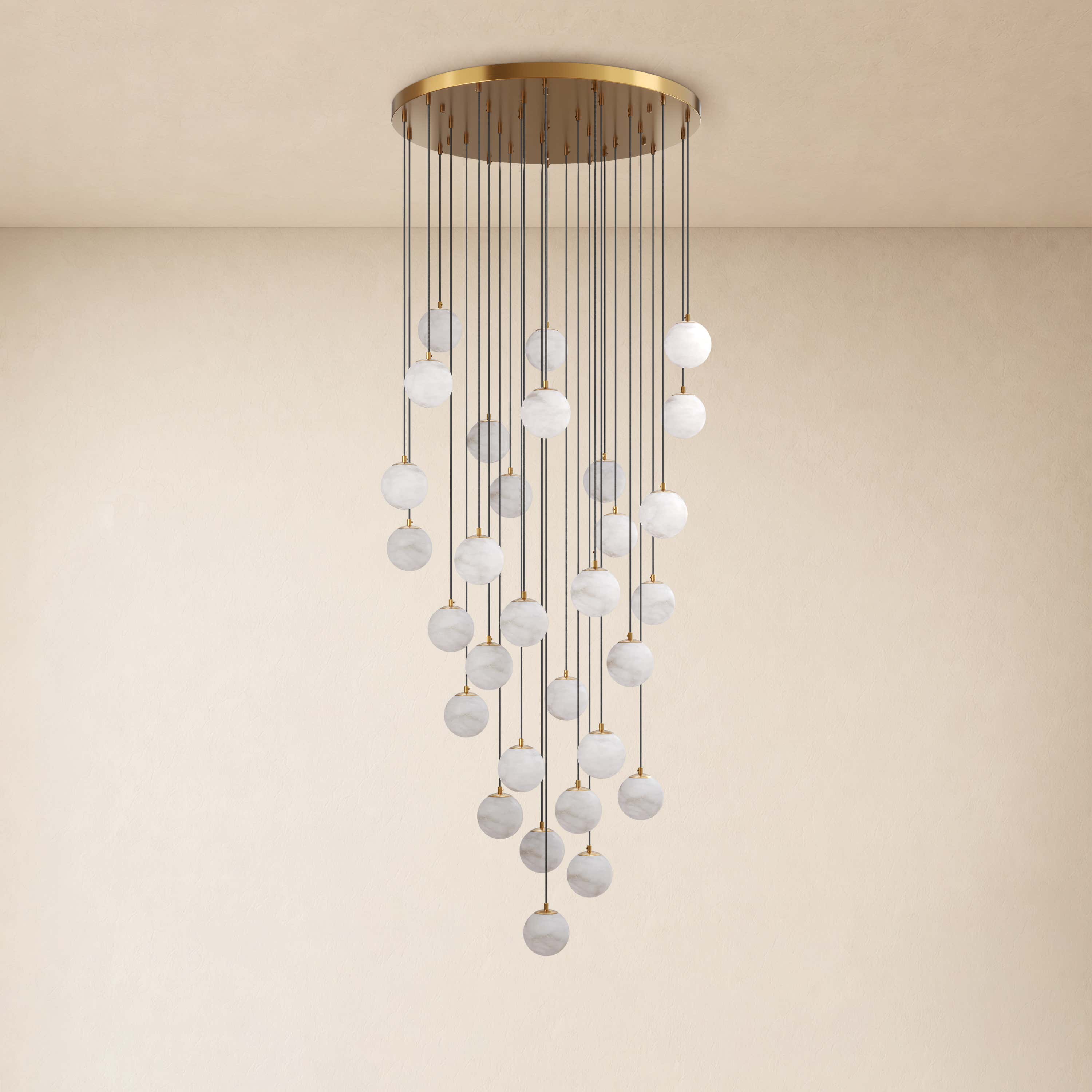 Solindra Resin Alabaster Texture Globe Cascade Chandelier