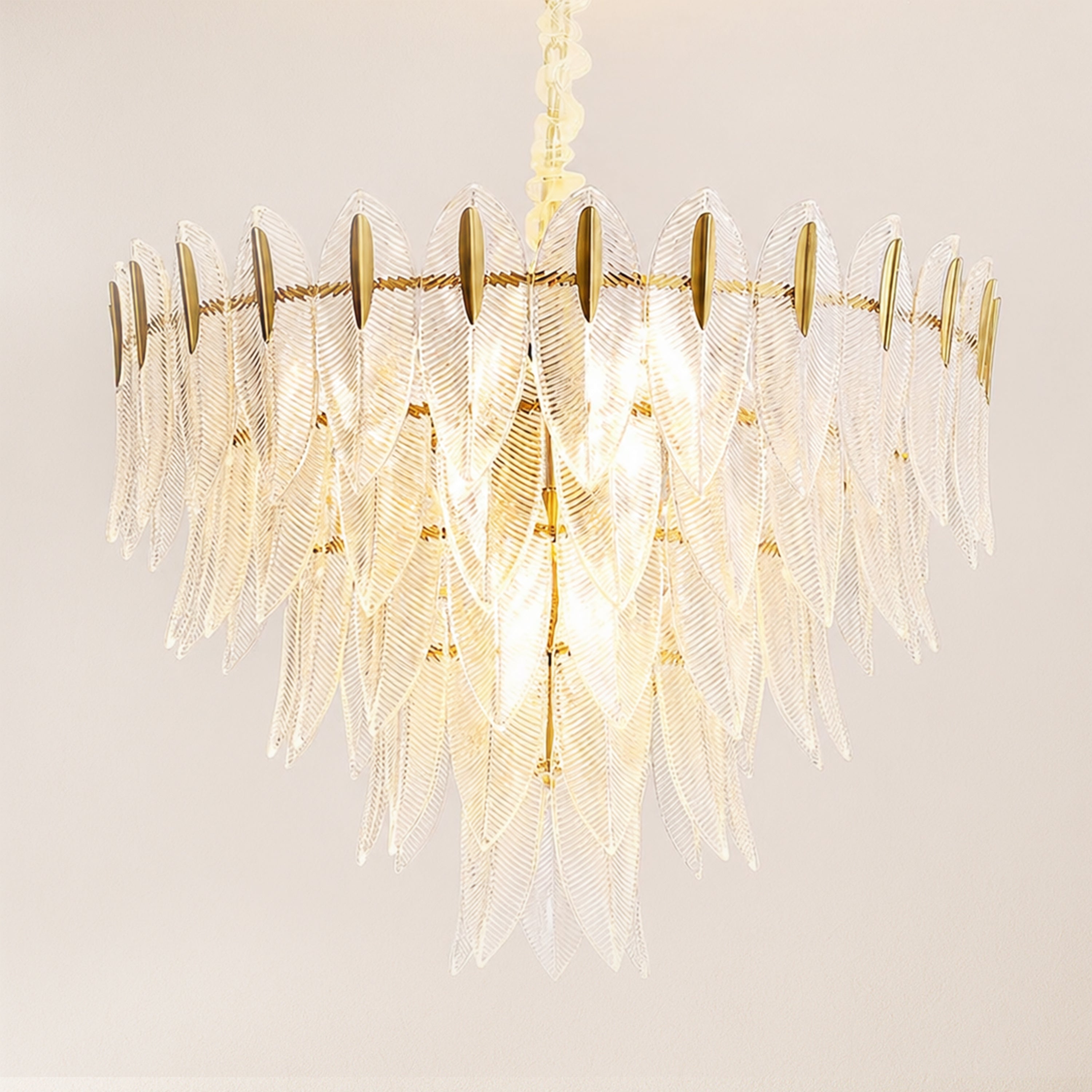 Marilyn Glass Feathers Round Chandelier