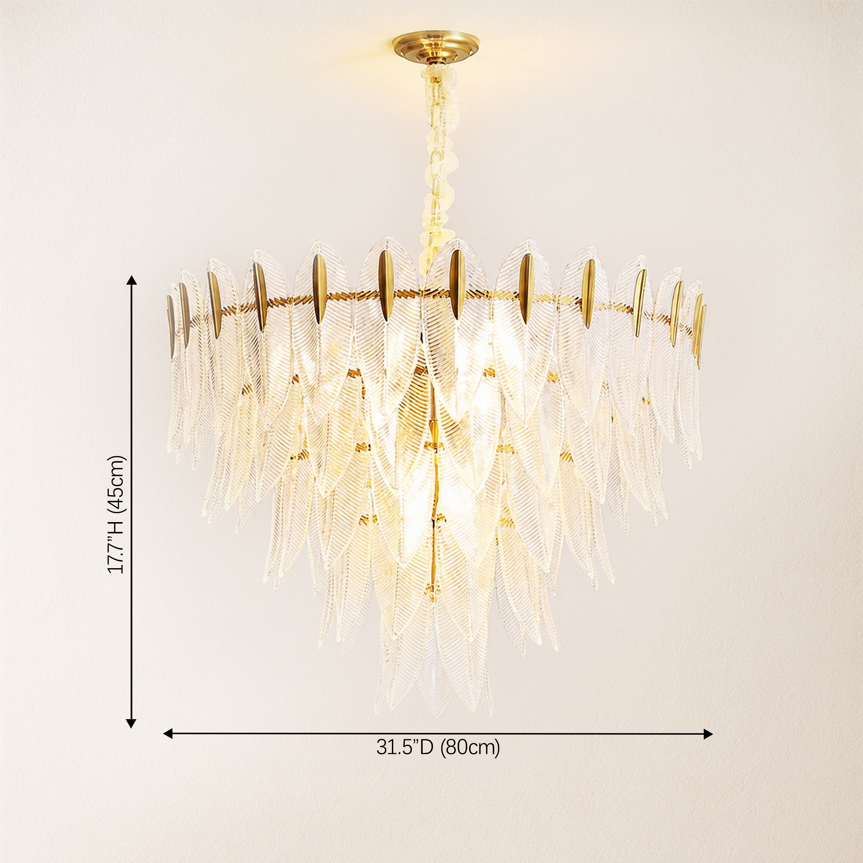 Marilyn Glass Feathers Round Chandelier