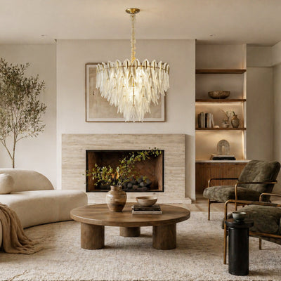 Marilyn Glass Feathers Round Chandelier