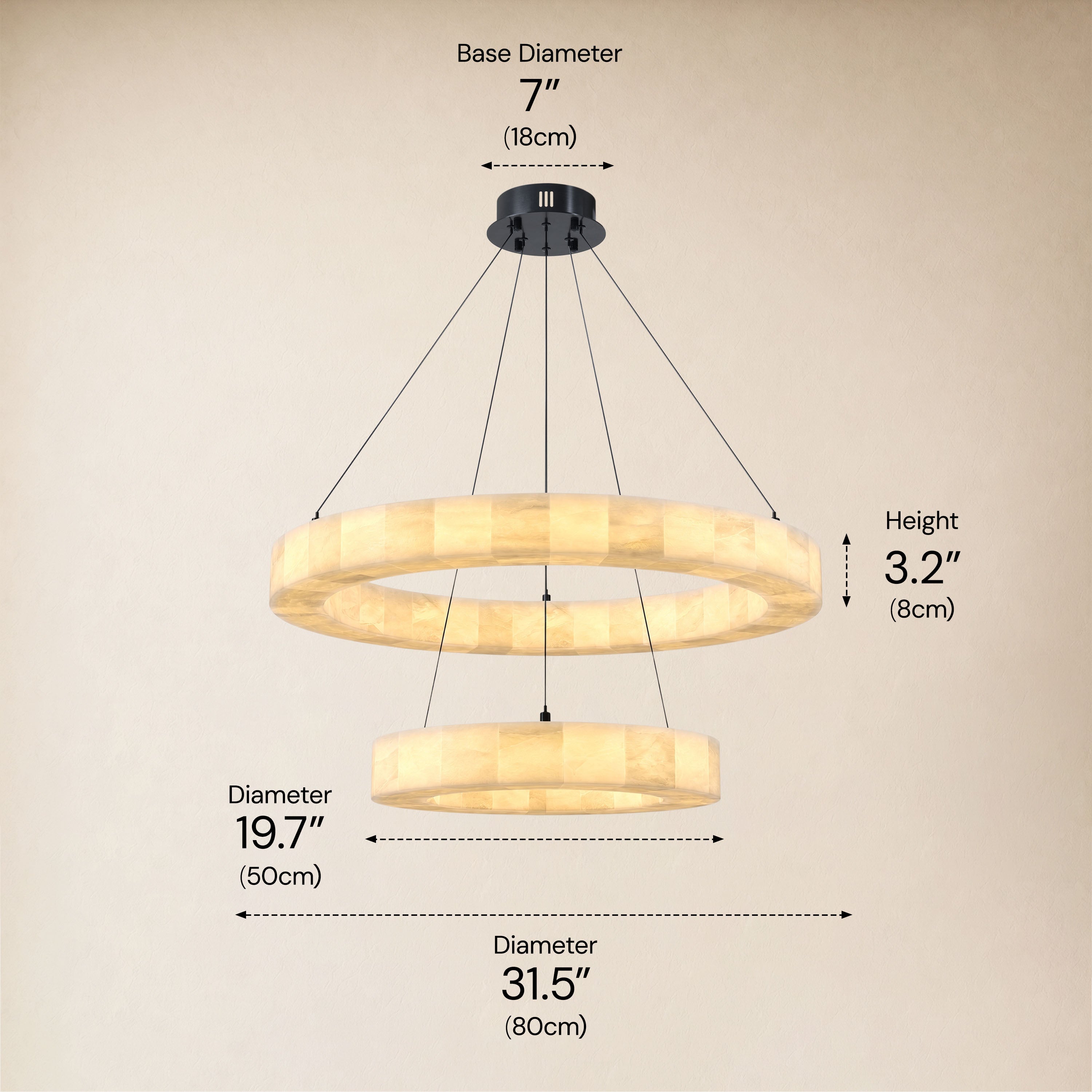 Soluna Alabaster 2 Tiered Custom Round Chandelier