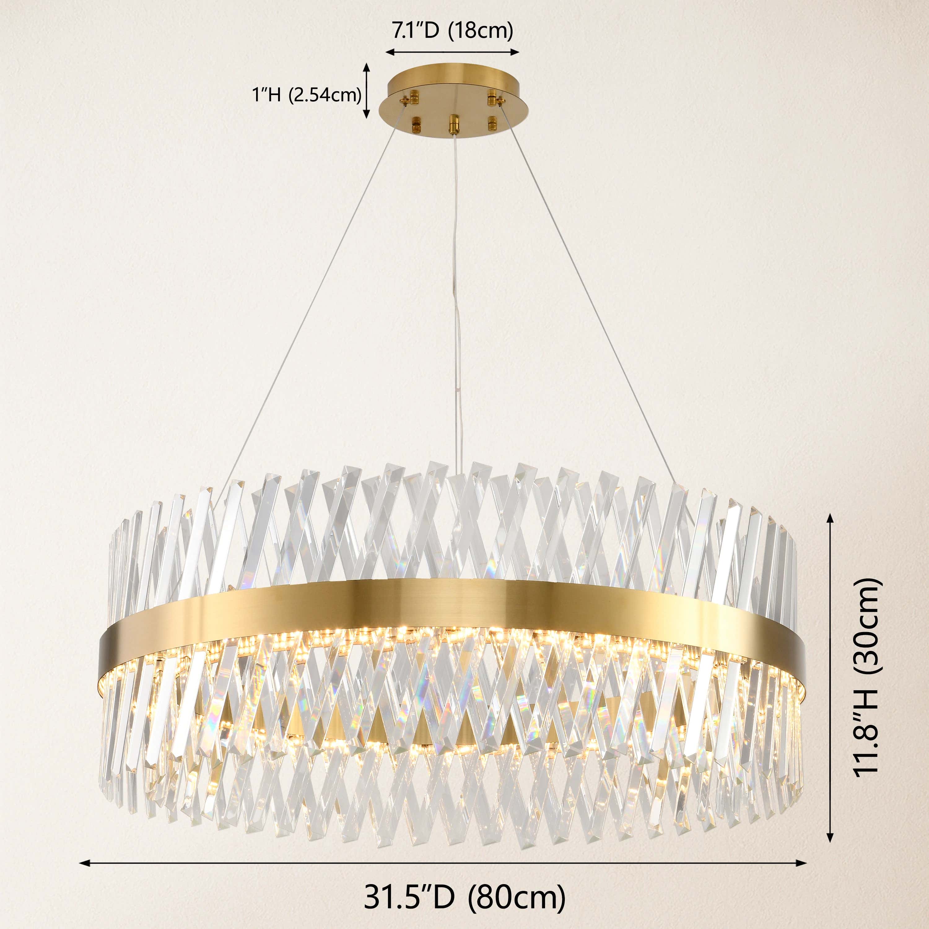 Vetro Prism Crystal Round Chandelier 80cm D