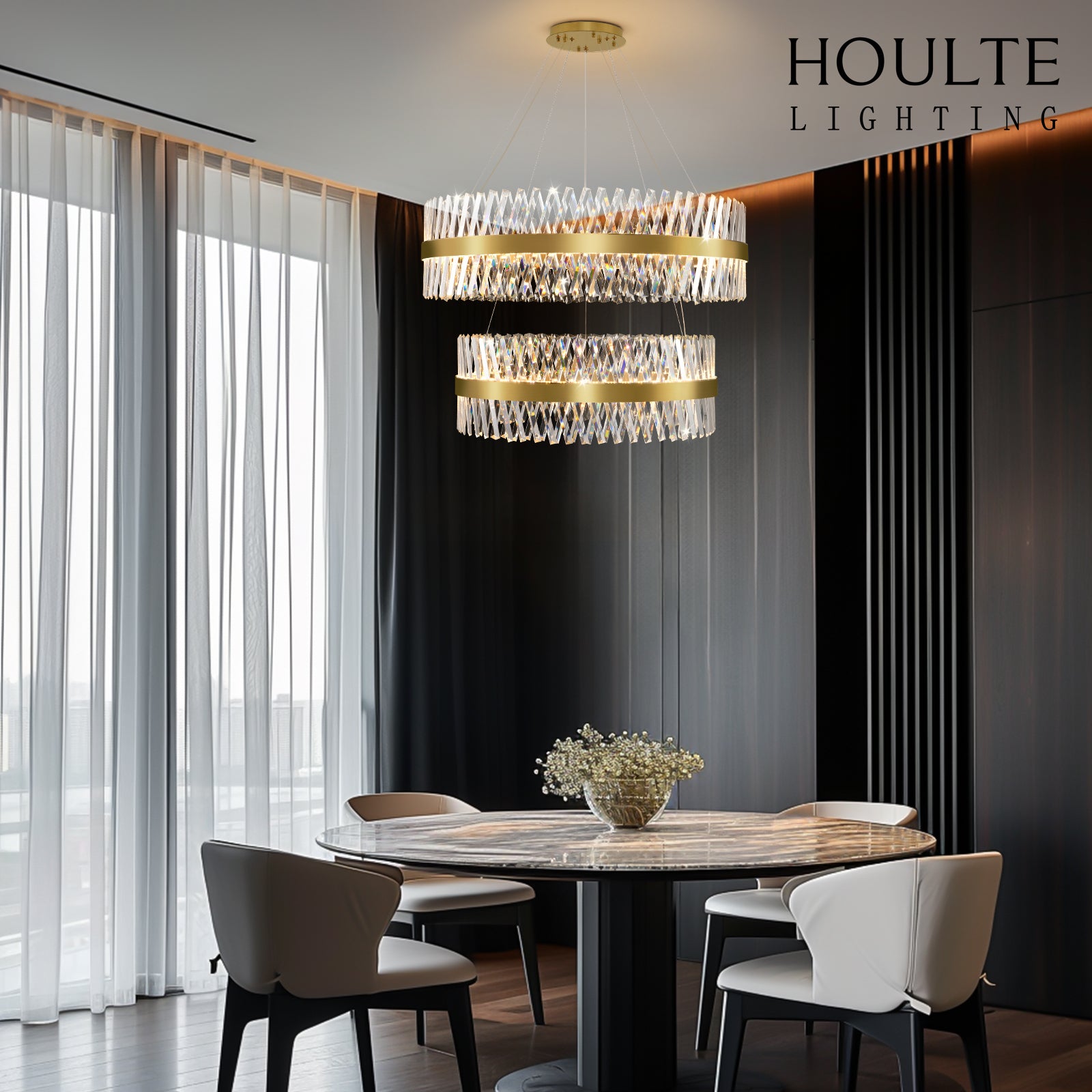 Vetro Prism Crystal 2-Tier Chandelier 80cm L
