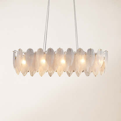 Avelis Glass Feather Linear Chandelier 80cm W
