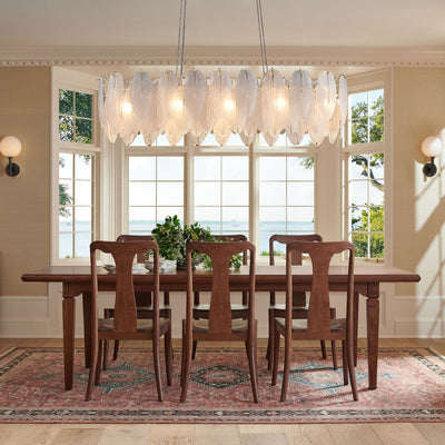 Avelis Glass Feather Linear Chandelier 80cm W