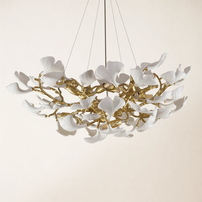 Twilight Branches Ceramic Glow Round Chandelier 81cm D