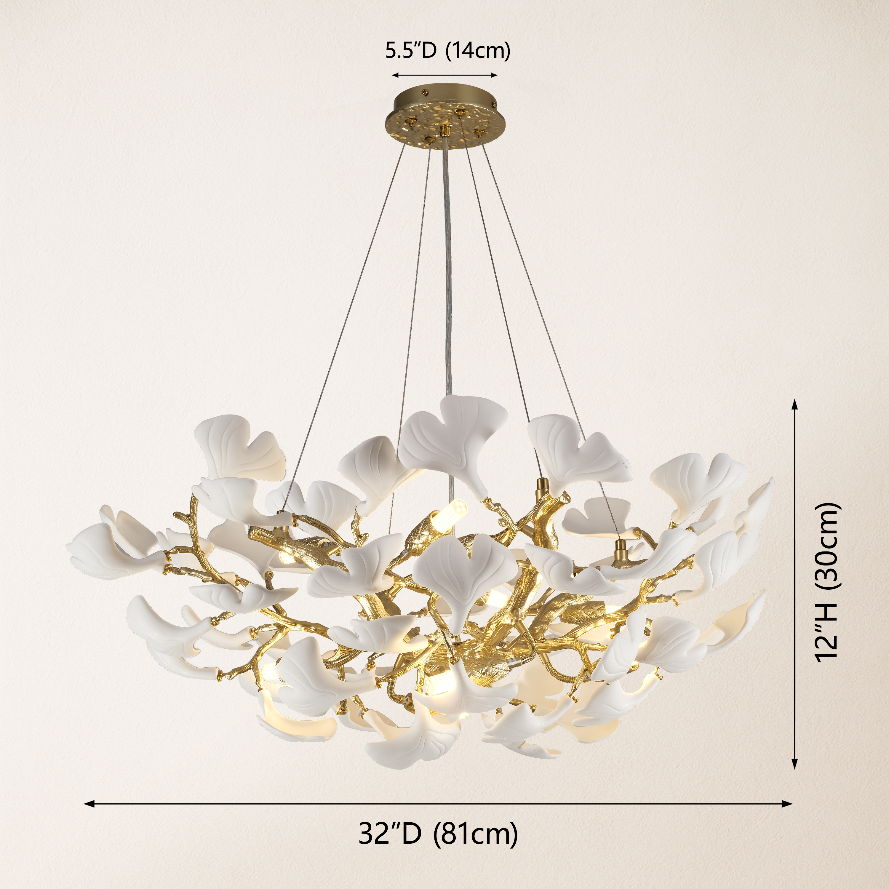Twilight Branches Ceramic Glow Round Chandelier 81cm D