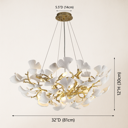 Twilight Branches Ceramic Glow Round Chandelier 81cm D