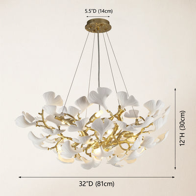 Twilight Branches Ceramic Glow Round Chandelier 81cm D