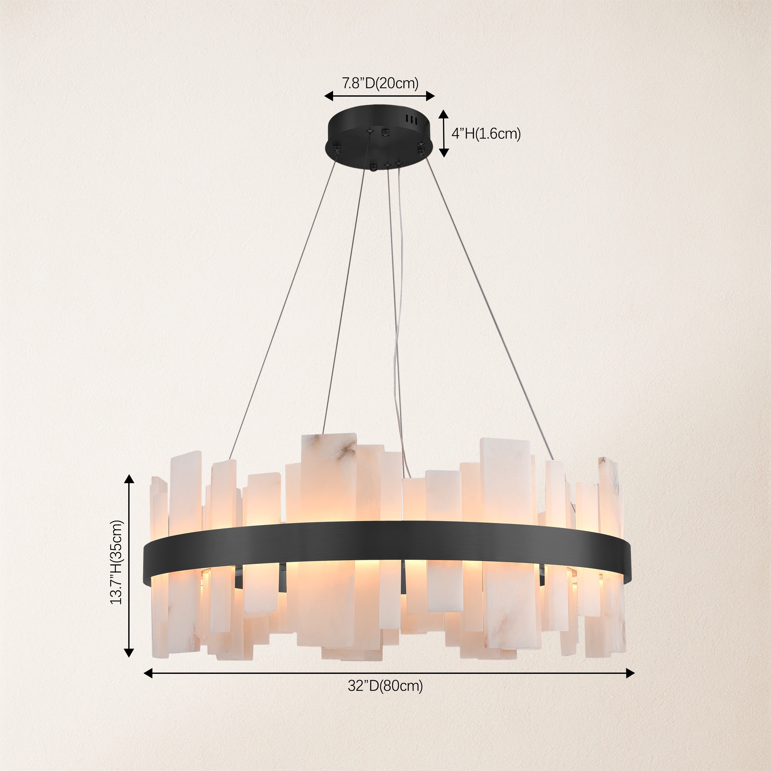 Nocturne Alabaster Round Chandelier 80cm