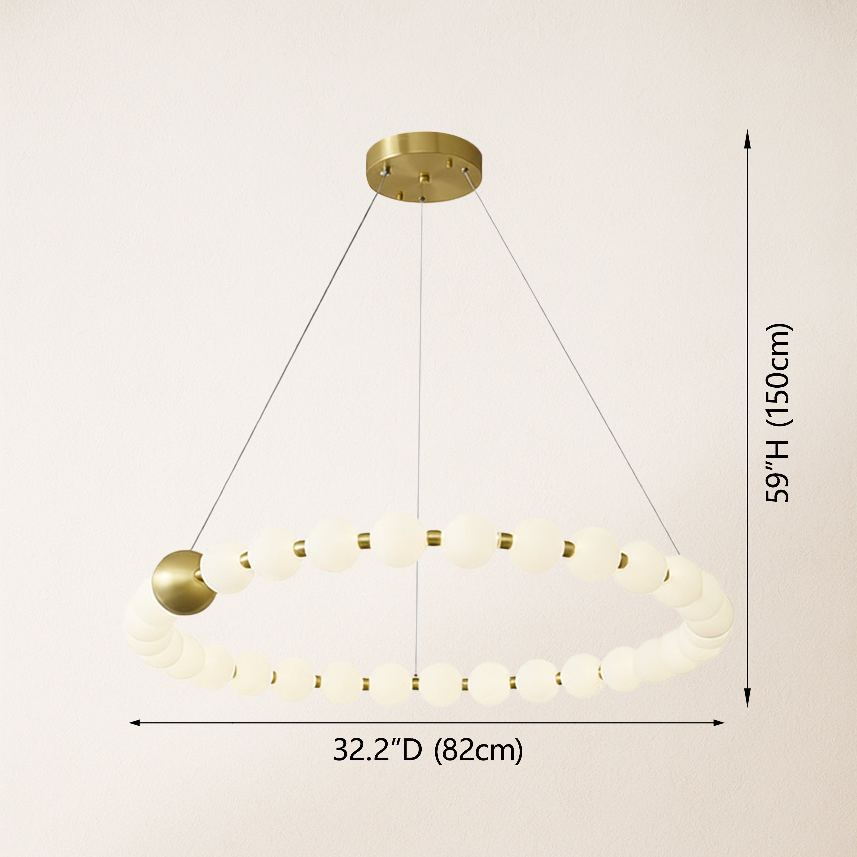 Velora Pearl Bead Round Chandelier 82cm D