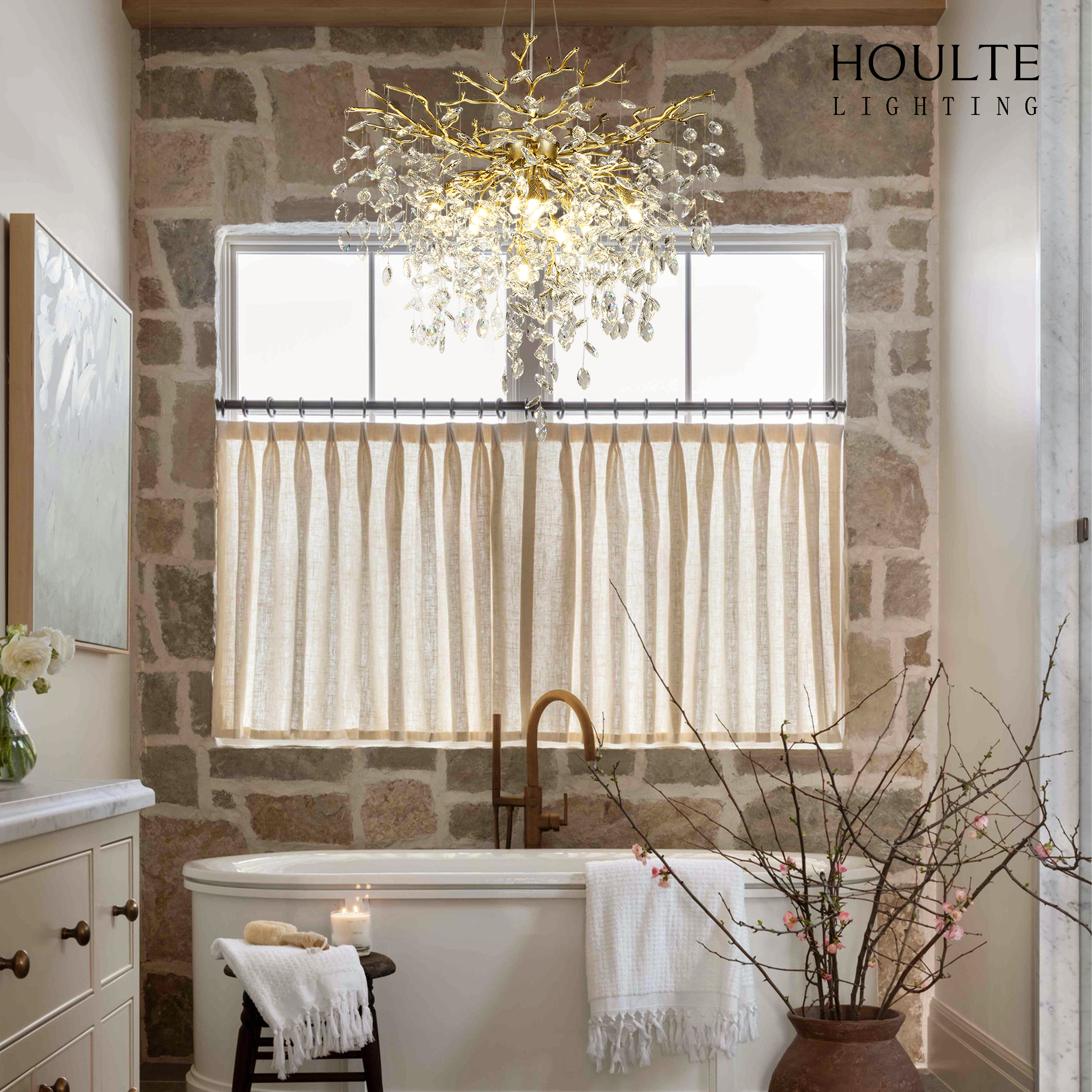 Frostleaf Crystal Grand Cascade Branches Chandelier 81.3cm D