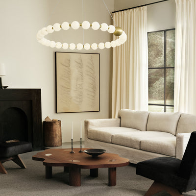 Velora Pearl Bead Round Chandelier 82cm D