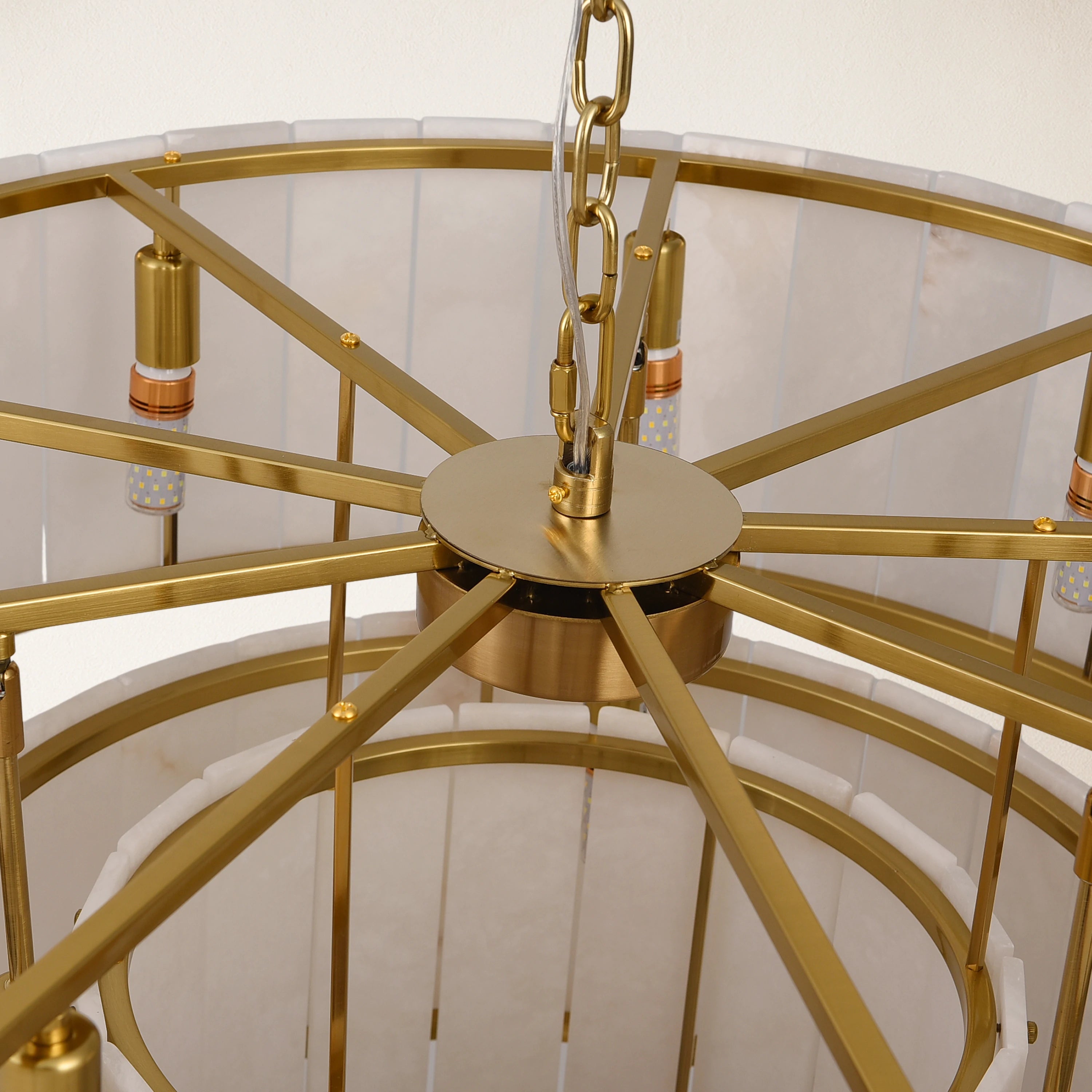 Nivislight Alabaster 2-Tier Round Chandelier 81cm