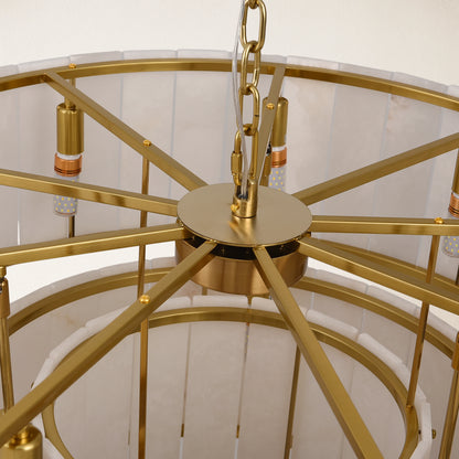 Nivislight Alabaster 2-Tier Round Chandelier 81cm