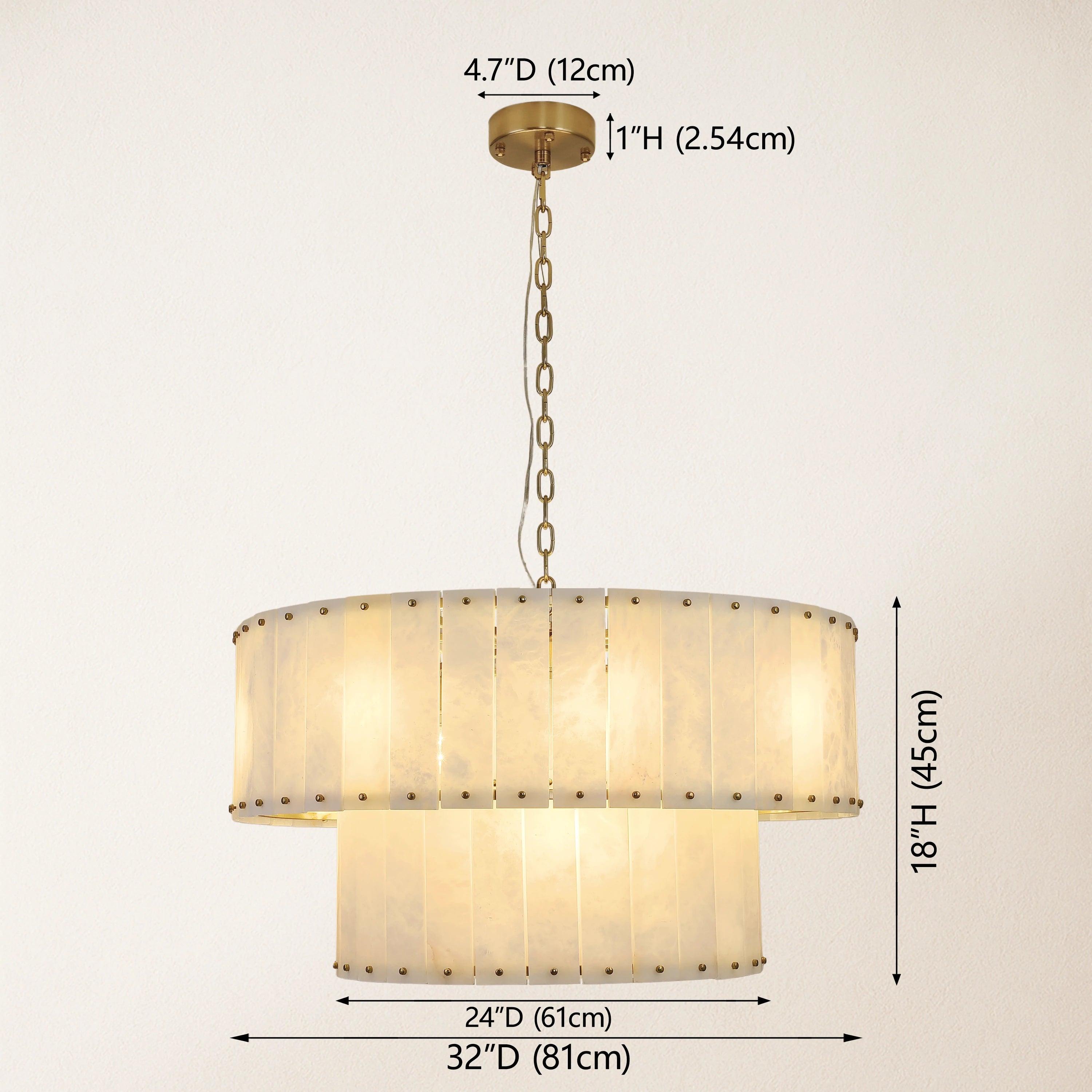Nivislight Alabaster 2-Tier Round Chandelier 81cm