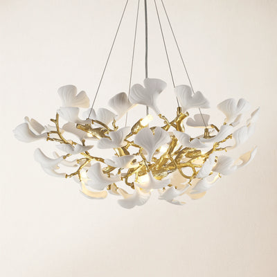 Twilight Branches Ceramic Glow Round Chandelier 81cm D