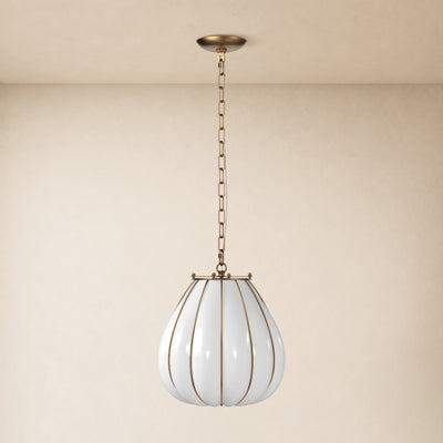 Caelvori Glass Ribbed Lantern Pendant 13" 17"D 