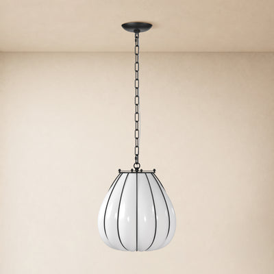 Caelvori Glass Ribbed Lantern Pendant 13" 17"D 