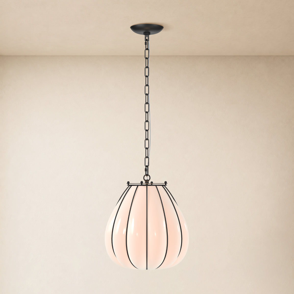 Caelvori Glass Ribbed Lantern Pendant 13" 17"D 