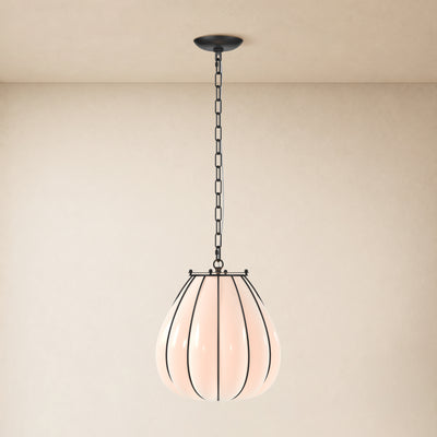 Caelvori Glass Ribbed Lantern Pendant 13" 17"D 