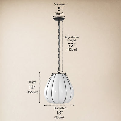 Caelvori Glass Ribbed Lantern Pendant 13" 17"D 