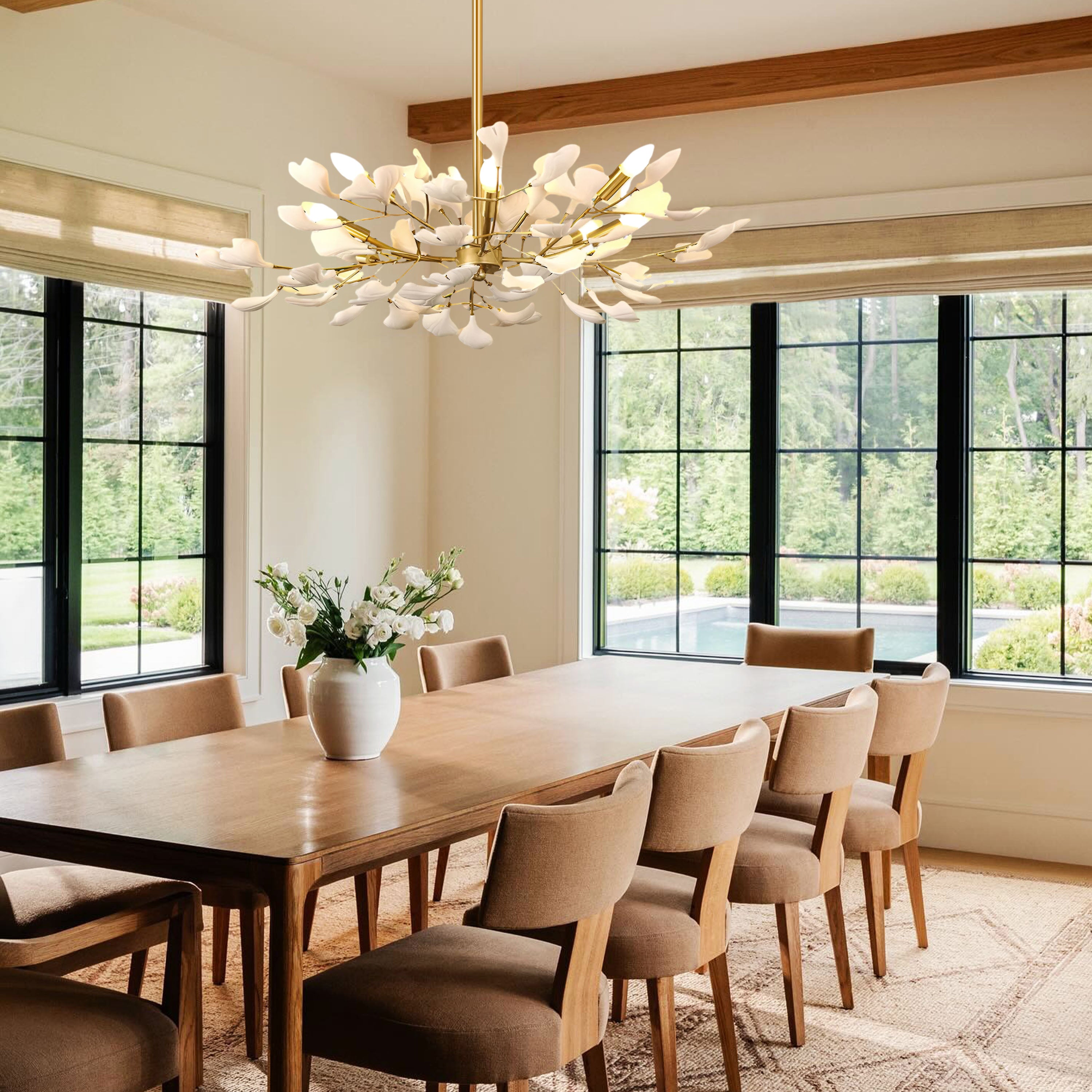 Twilight Branches Ceramic Ginkgo Chandelier 105 cm D