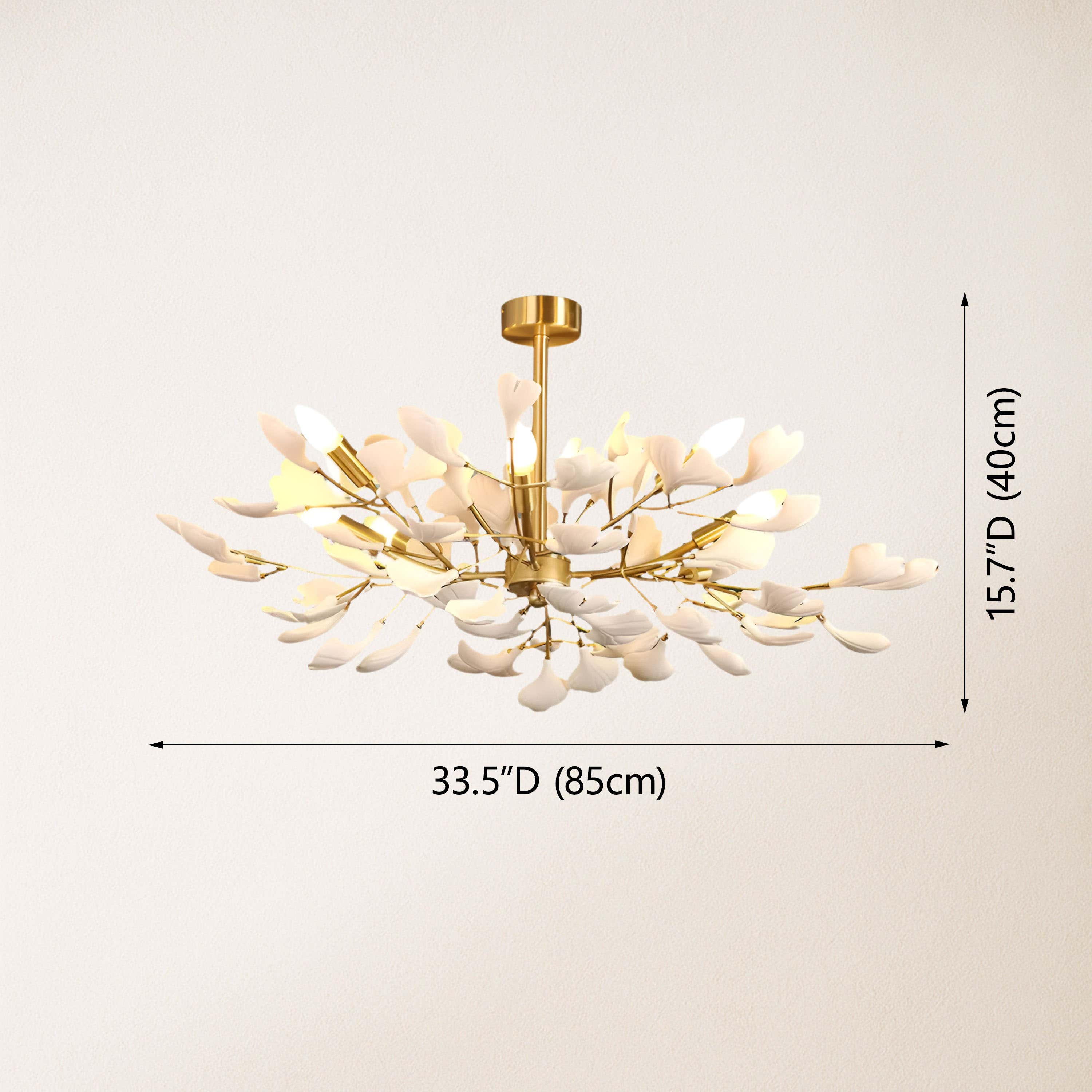 Twilight Branches Ceramic Ginkgo Chandelier 85cm D