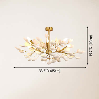 Twilight Branches Ceramic Ginkgo Chandelier 85cm D