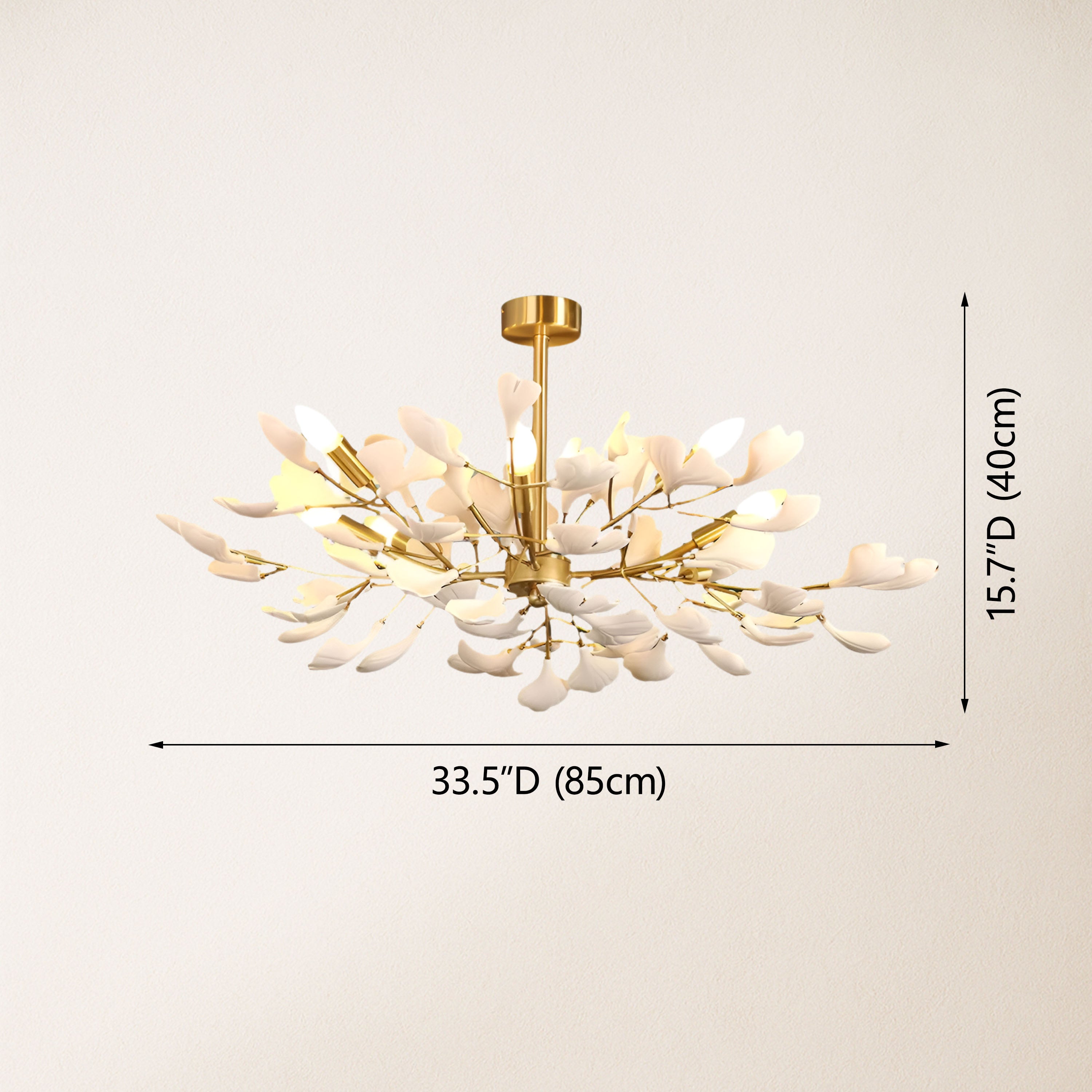 Twilight Branches Ceramic Ginkgo Chandelier 85cm D