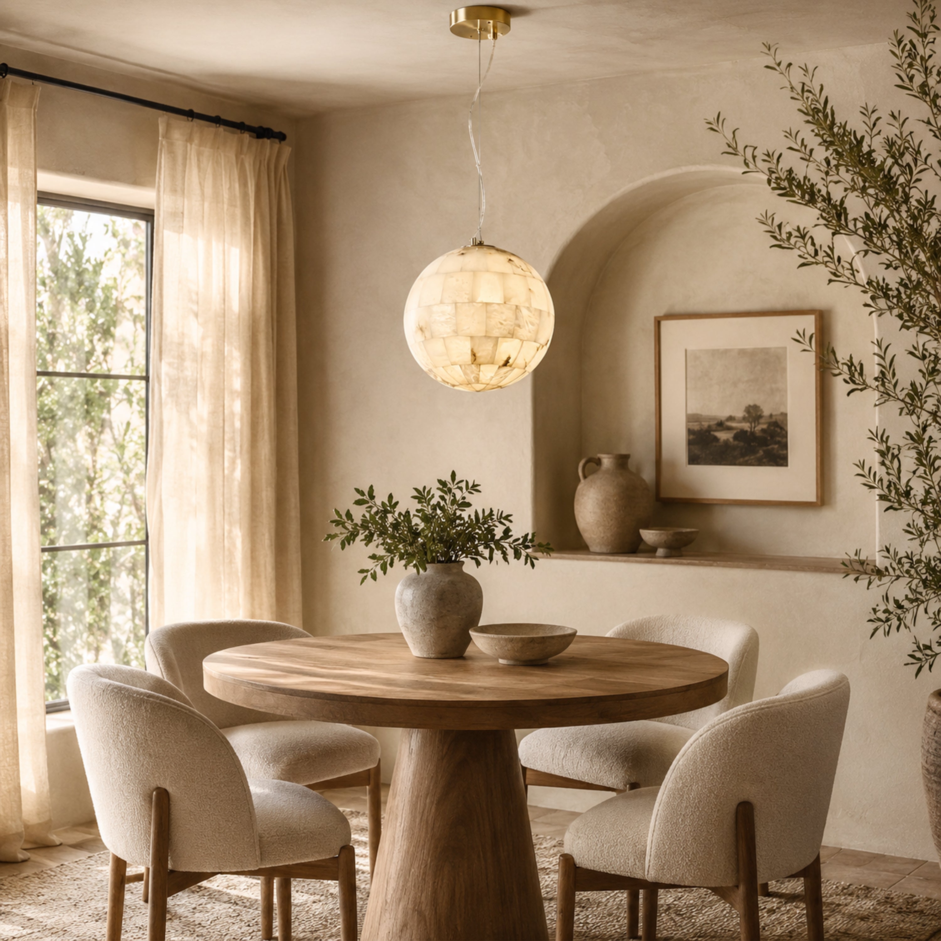 Disco Ball Alabaster Pendant Light