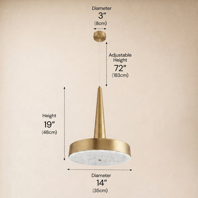 Pietra Lume White Marble Cone Pendant 14"D
