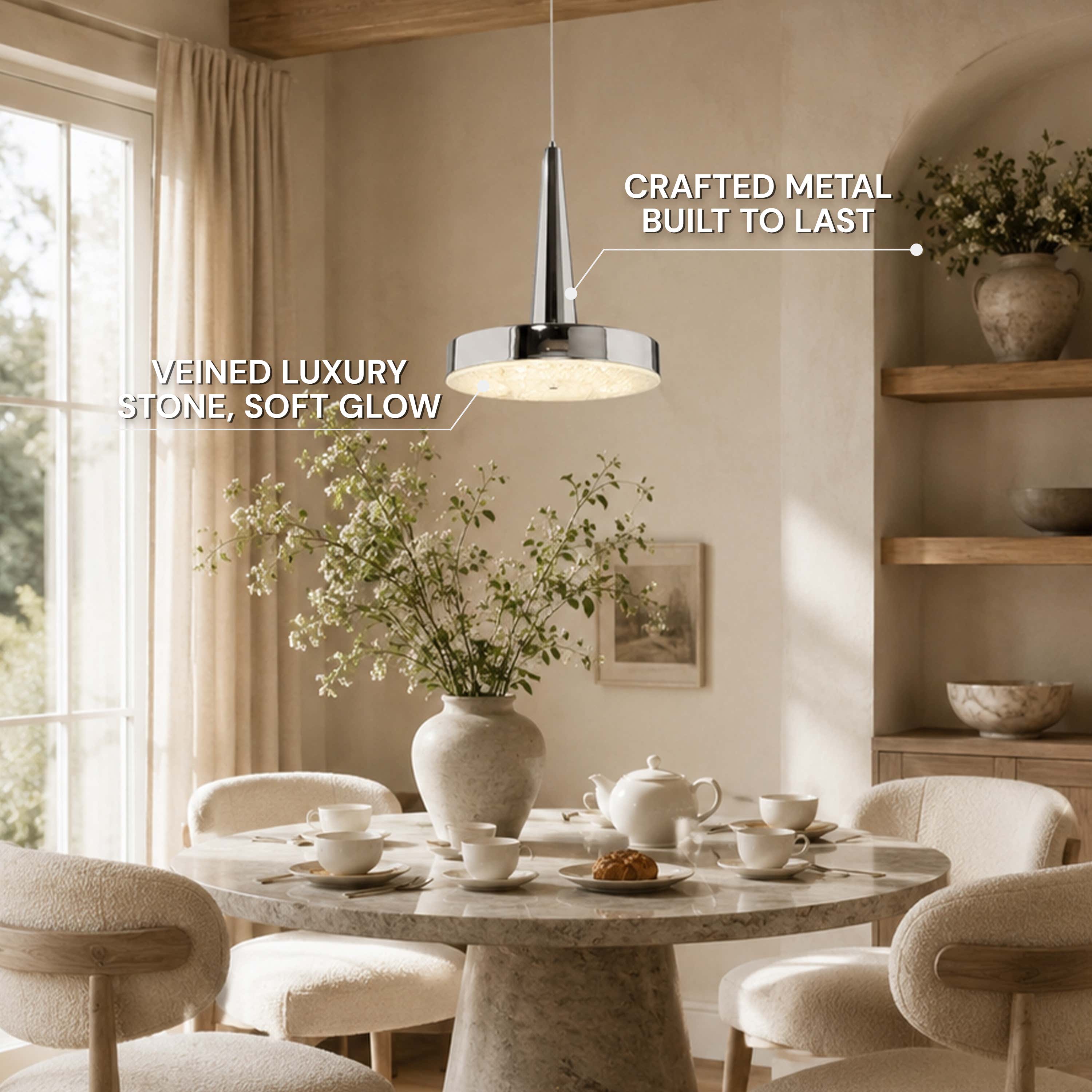 Pietra Lume White Marble Cone Pendant 14"D