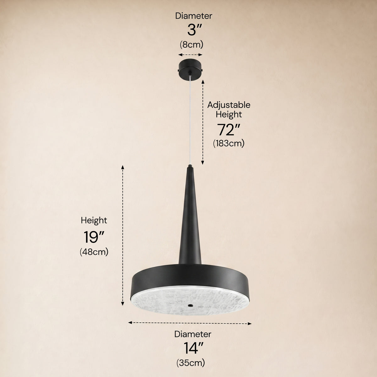 Pietra Lume White Marble Cone Pendant 14"D