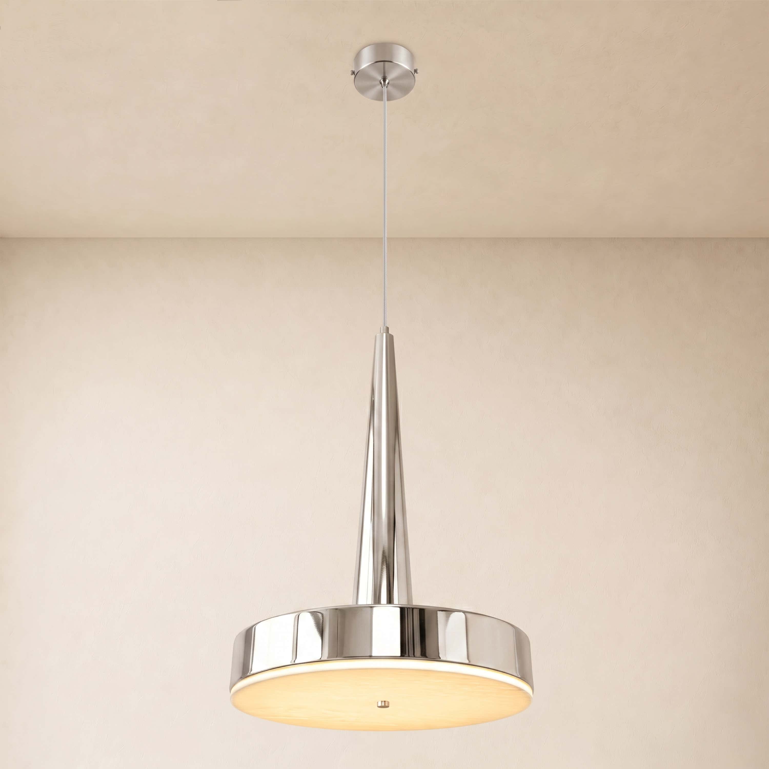 Pietra Lume Milk White Marble Cone Pendant 14"D