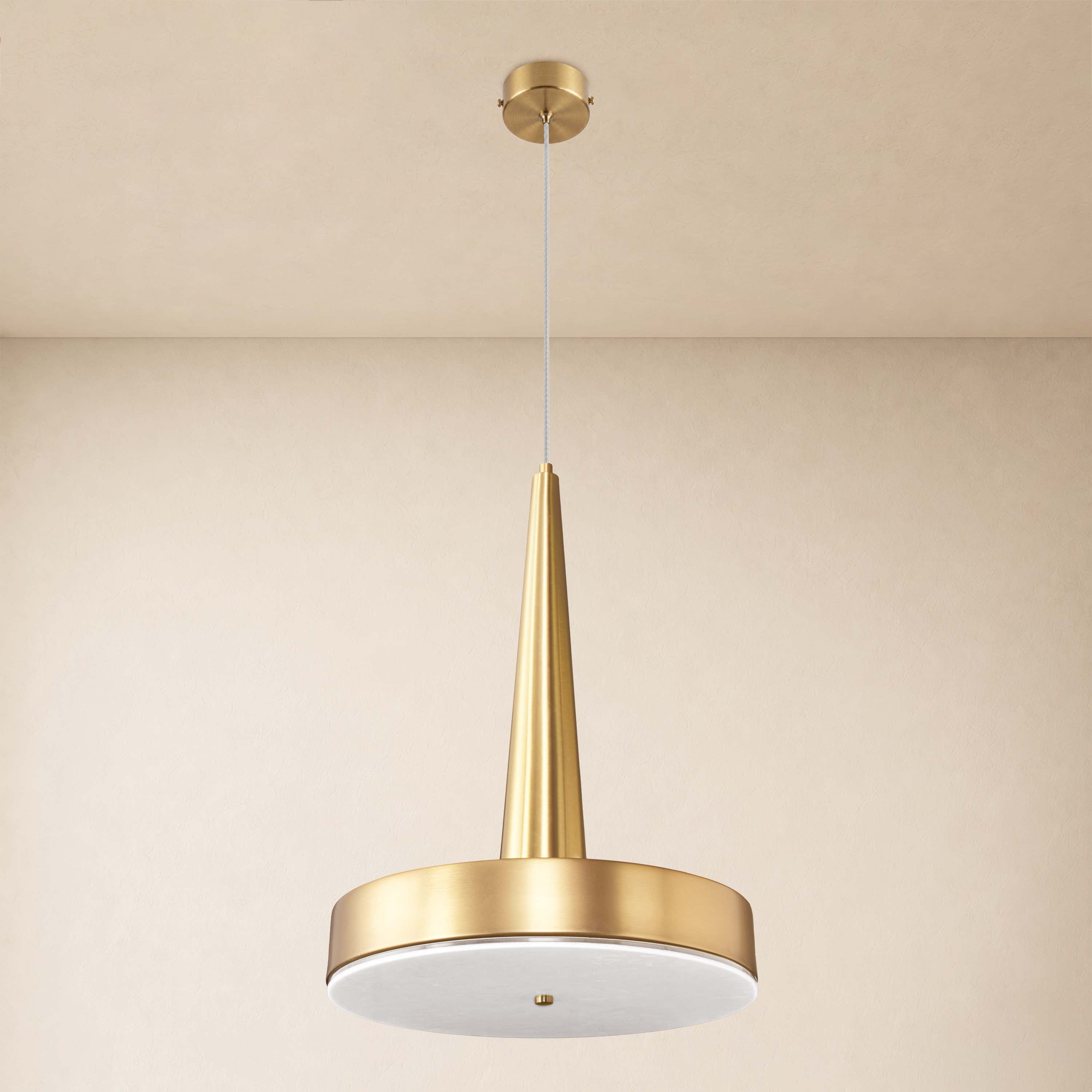 Pietra Lume Milk White Marble Cone Pendant 14"D