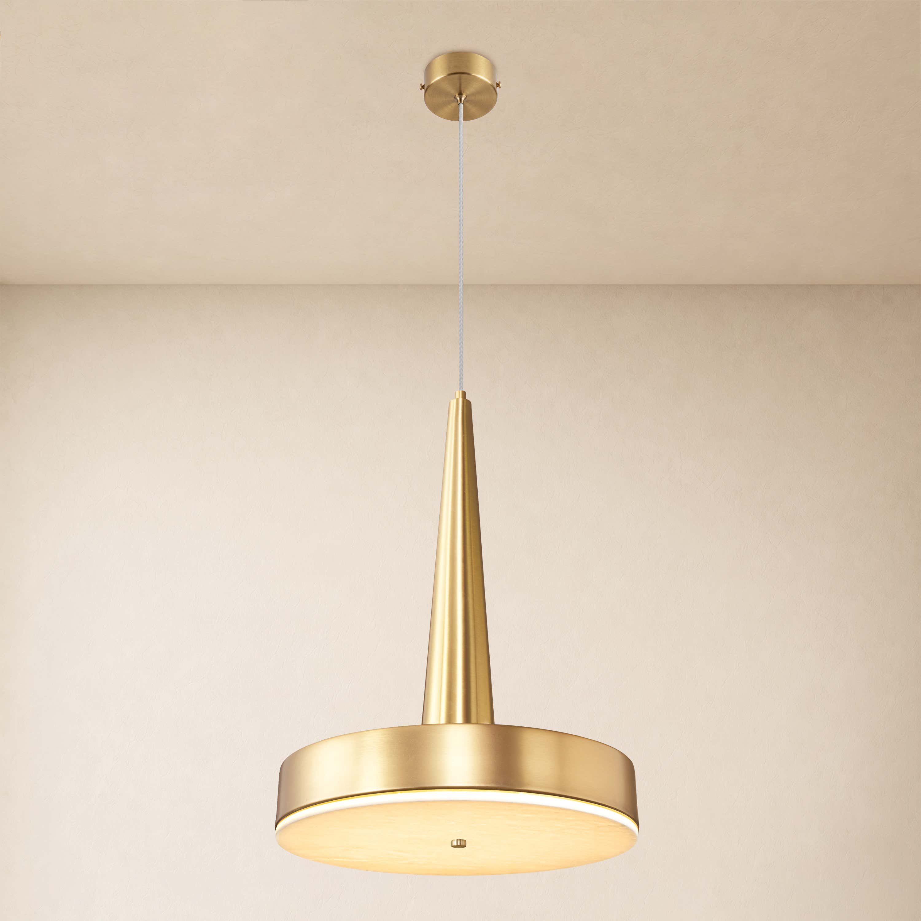 Pietra Lume Milk White Marble Cone Pendant 14"D