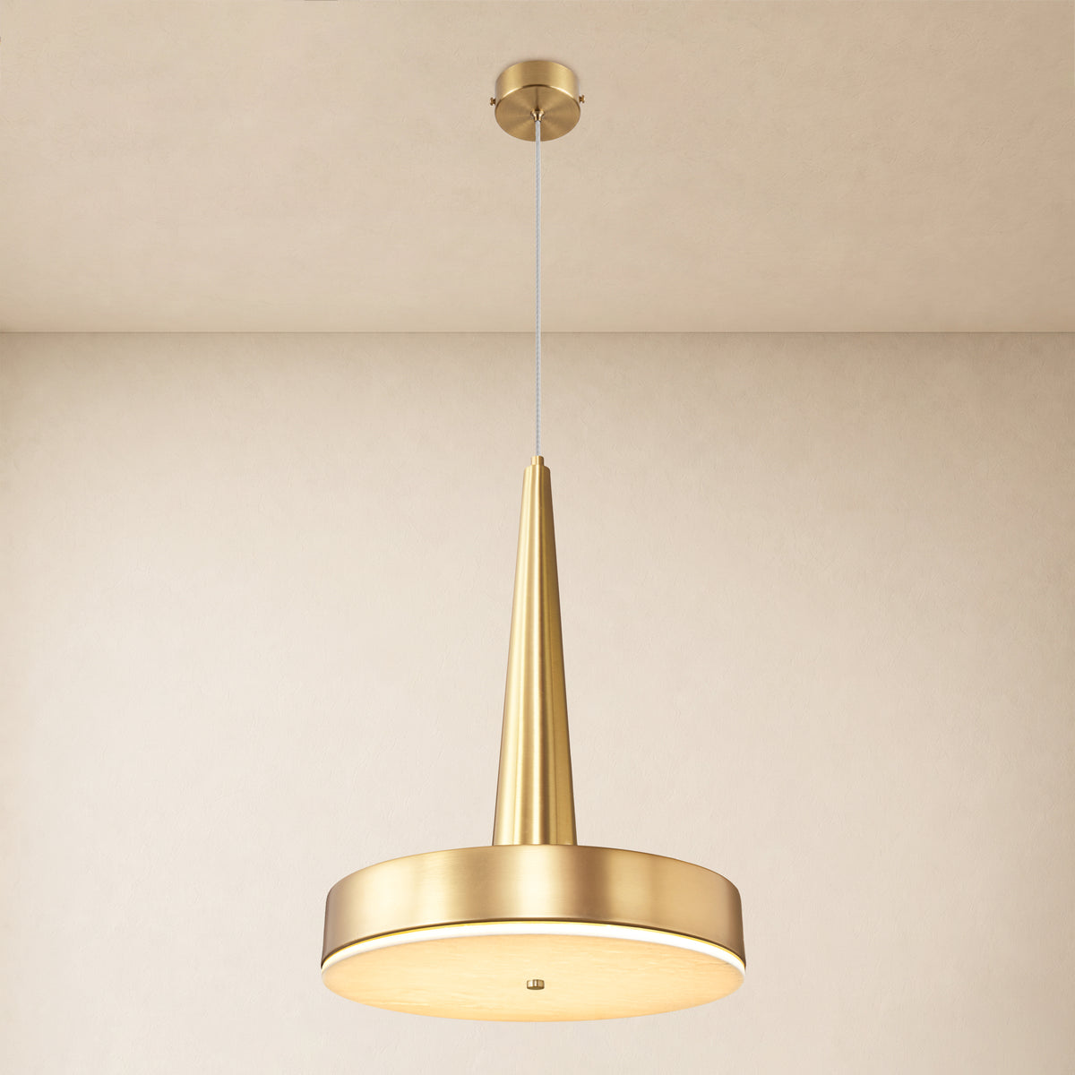 Pietra Lume Milk White Marble Cone Pendant 14"D