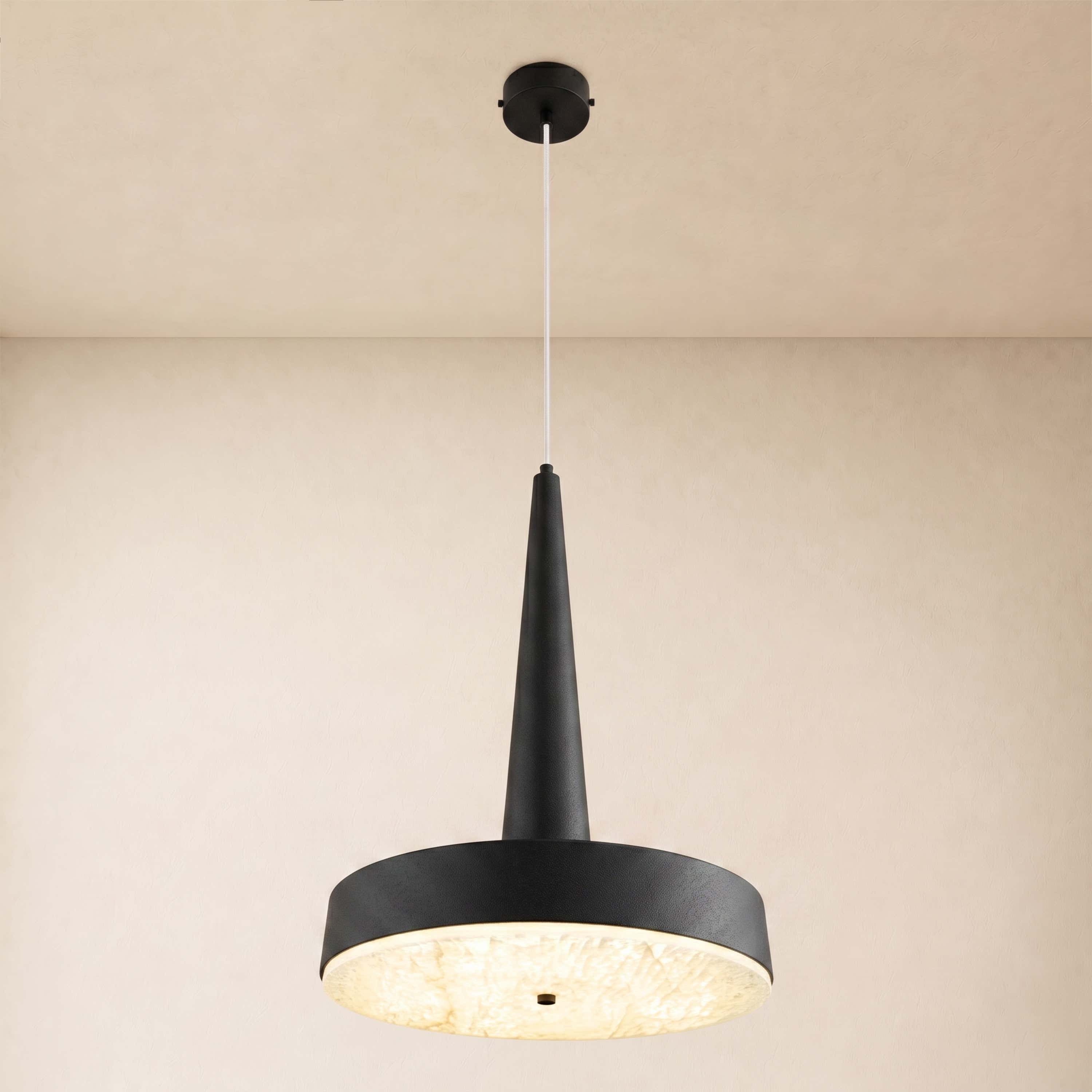 Pietra Lume White Marble Cone Pendant 14"D